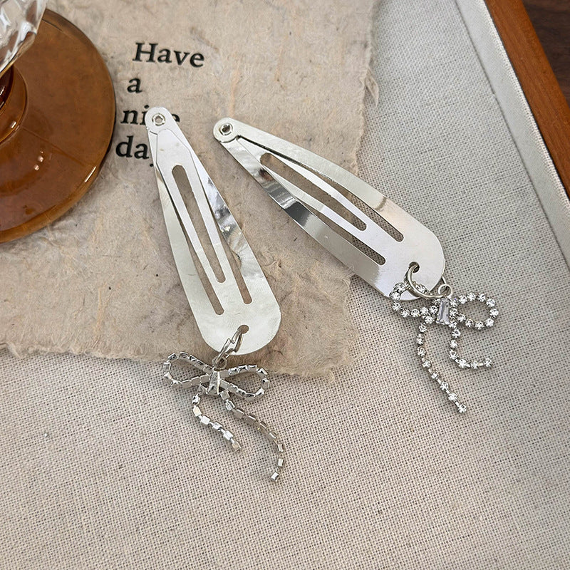 Wholesale Silver Rhinestone Bow Hair Clip